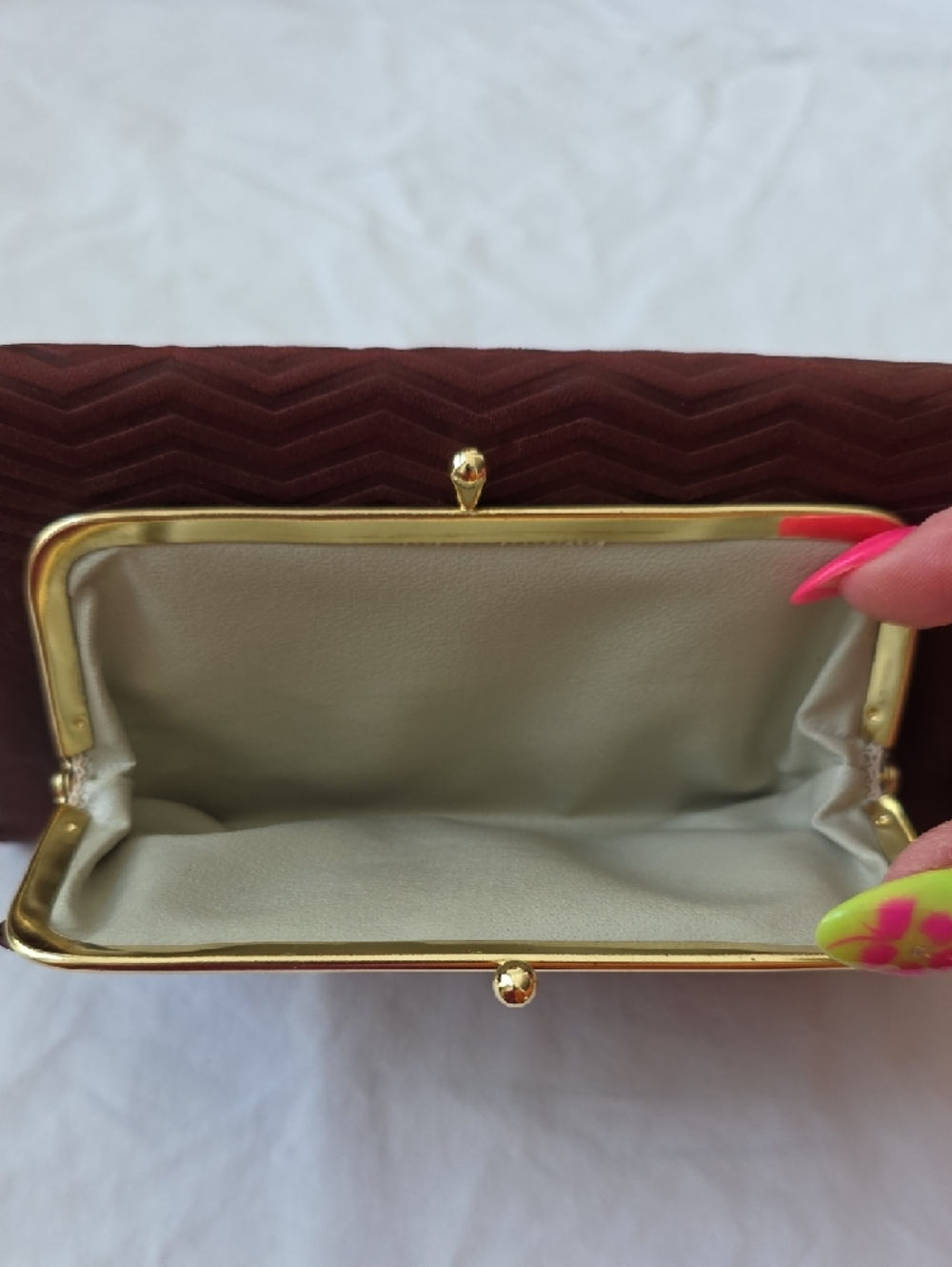 NWT Vintage Leather Prince Gardner Chevron-Textured Trifold Wallet Circa 1970s - Picture 6 of 7